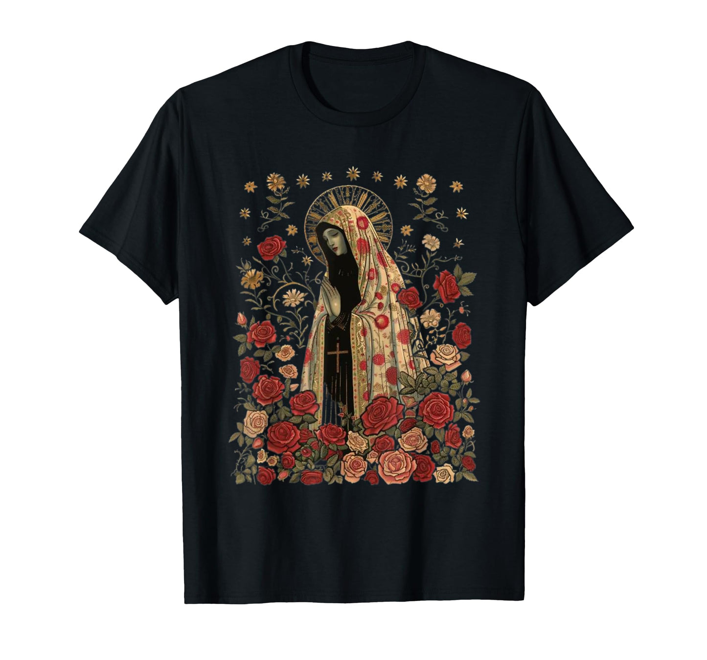 Our Lady of Fatima with Rosary, Catholics, Christians T-Shirt