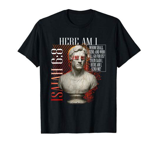 Here Am I Send Me Isaiah 6:8 Christian Vaporwave 80s Retro T-Shirt