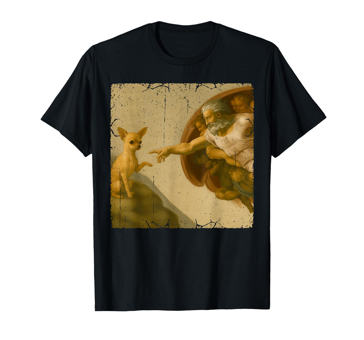 Chihuahua God Creation of Adam Meme Funny Memes T-Shirt