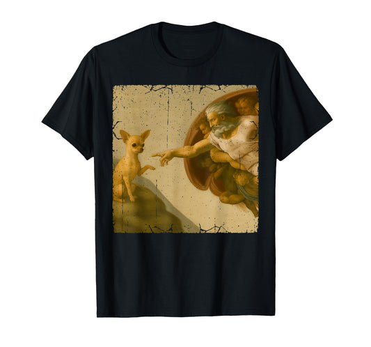 Chihuahua God Creation of Adam Meme Funny Memes T-Shirt