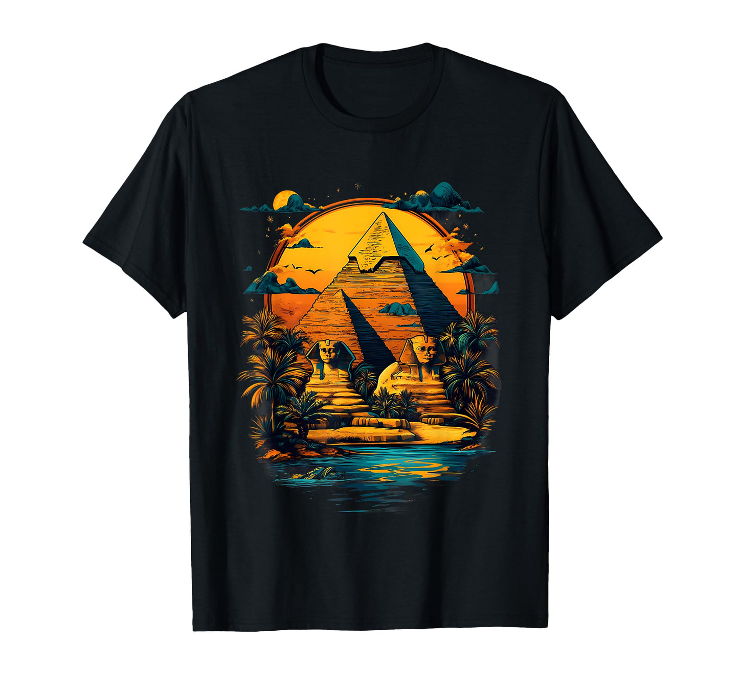 Ancient Egypt Sphinx Pyramid Sunset Tutankhamun Egyptian God T-Shirt