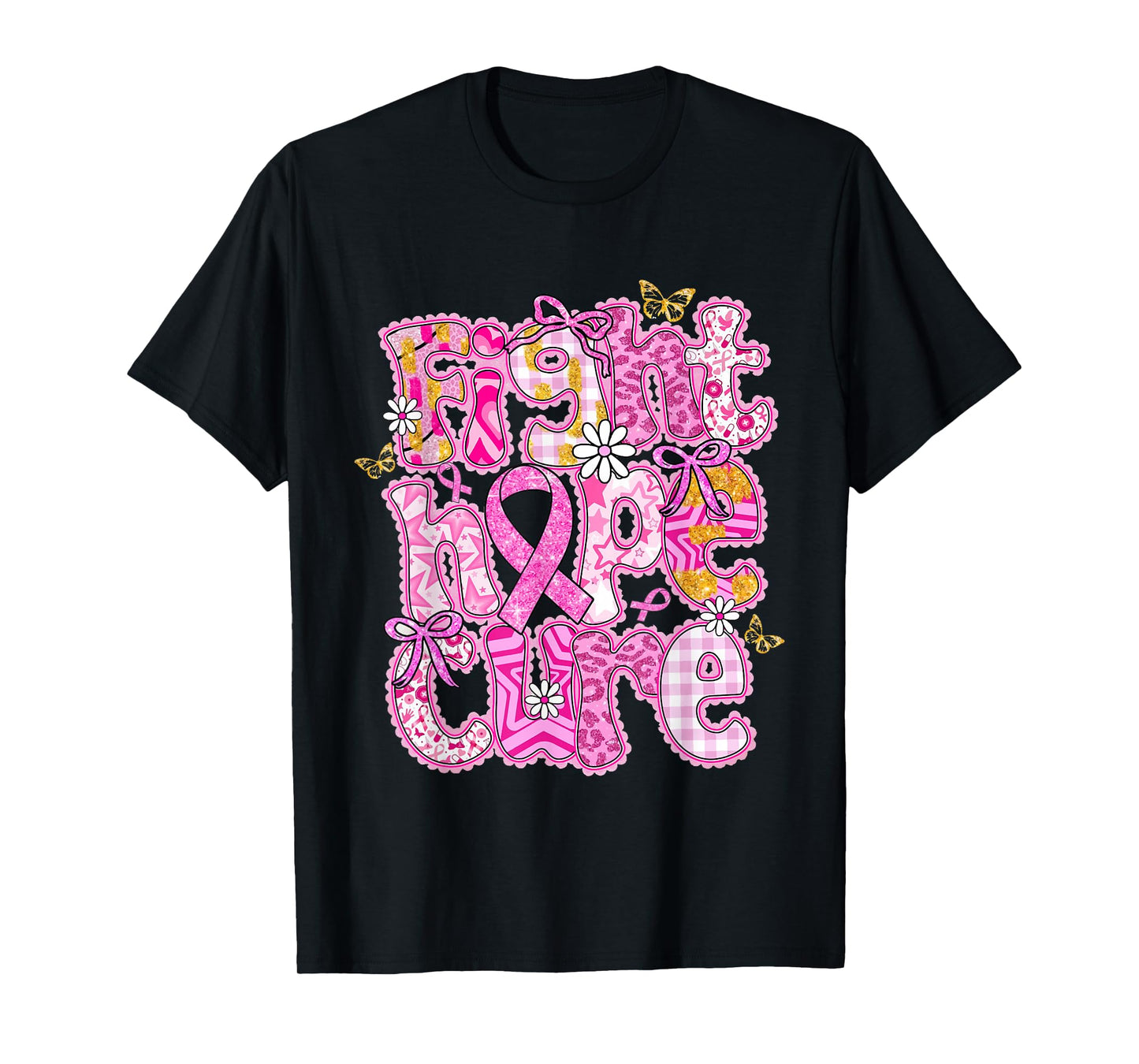 Faith Hope Cure Breast Cancer Survivor Awareness Pink Ribbon T-Shirt