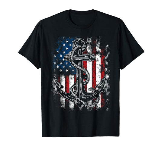 American Flag Patriotic Anchor - Memorial Day 4th Of July T-Shirt