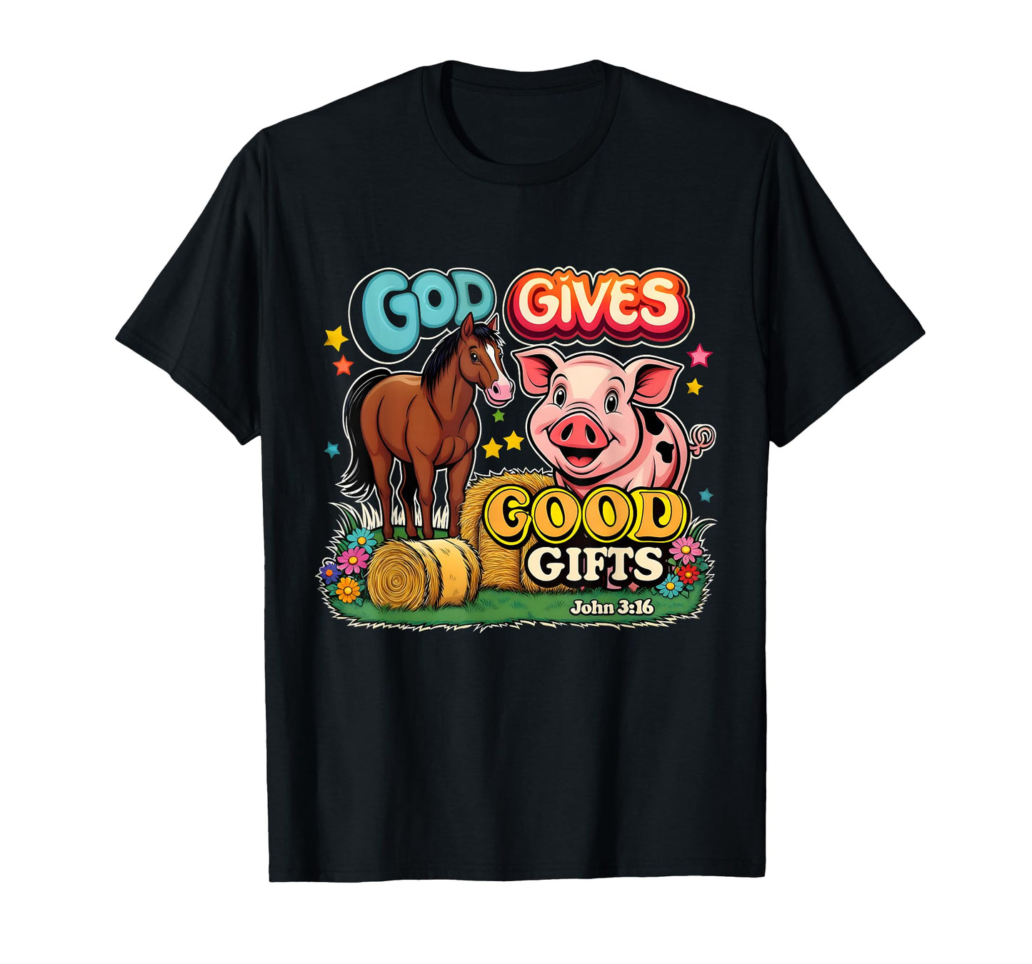 God Gives Good Gifts Farm Bible Verse Yee Haw VBS 2025 T-Shirt