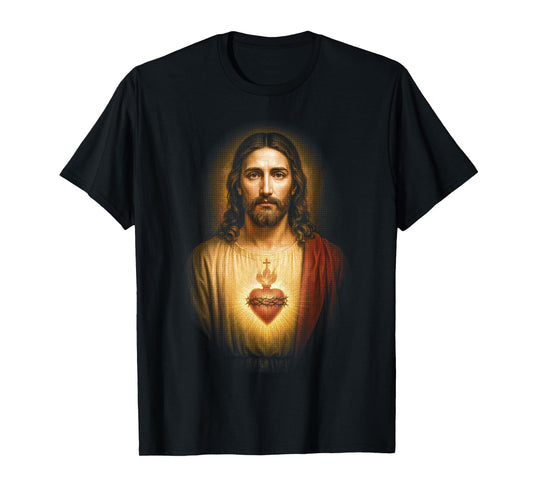 Sacred Heart of Jesus Devotional Art Christian Faith Bible T-Shirt
