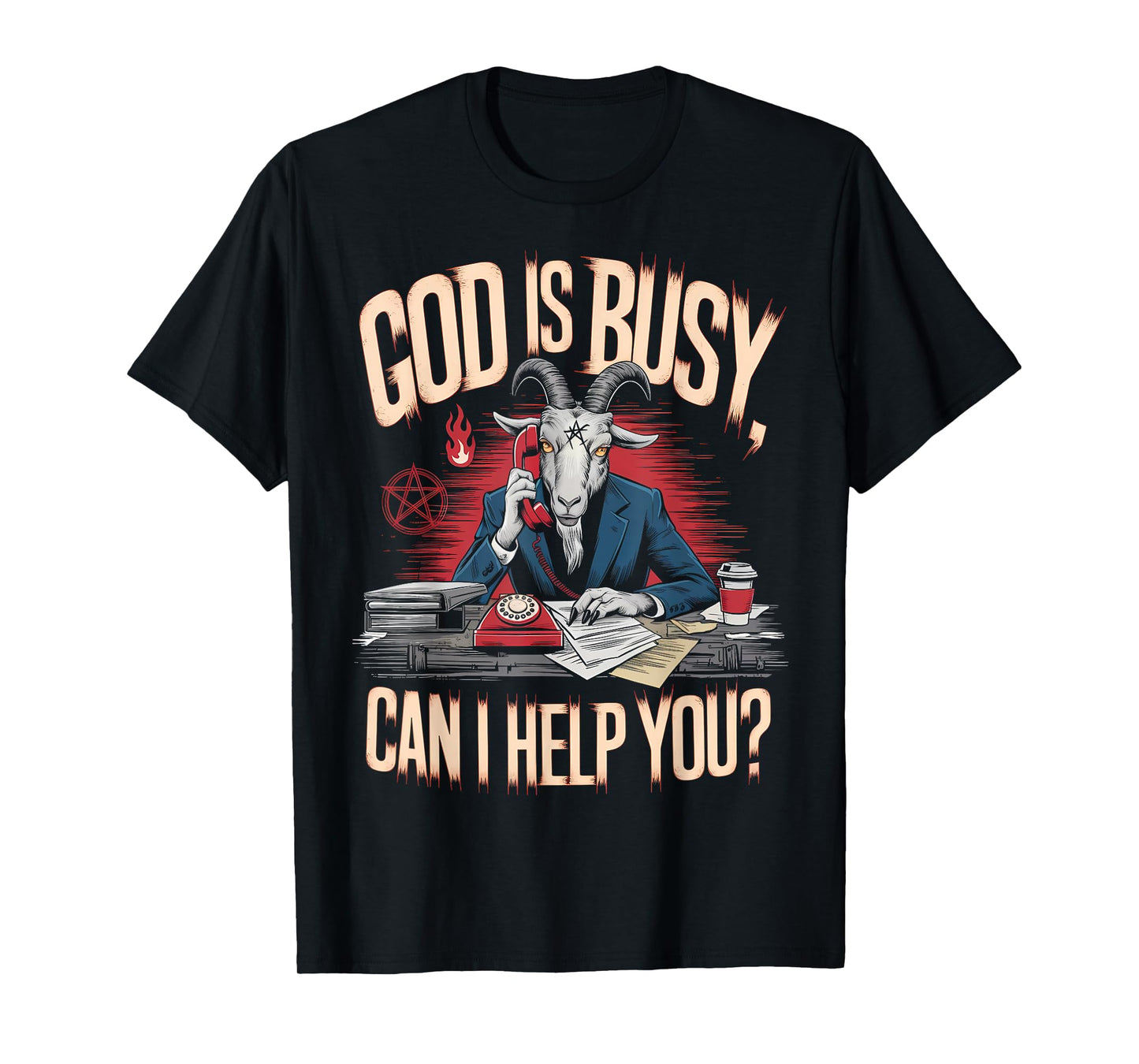 Satanic Goat Office Demon Occult Funny Sarcastic T-Shirt