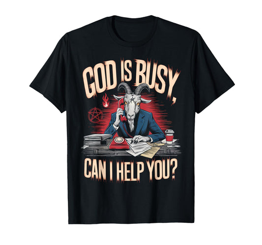 Satanic Goat Office Demon Occult Funny Sarcastic T-Shirt