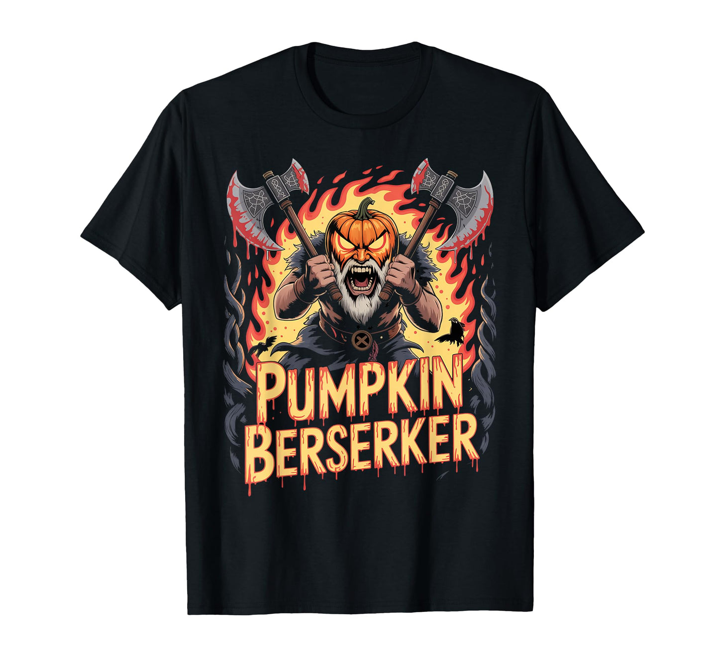 Halloween Pumpkin Berserker Viking T-Shirt