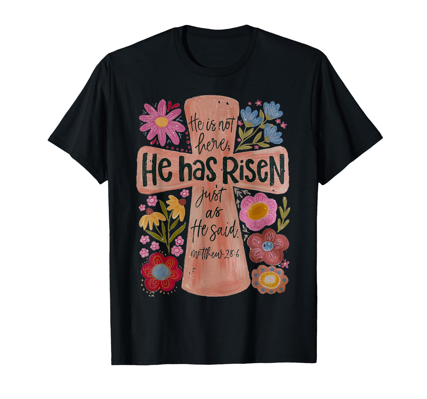 He has risen Christian Easter boho floral T-Shirt
