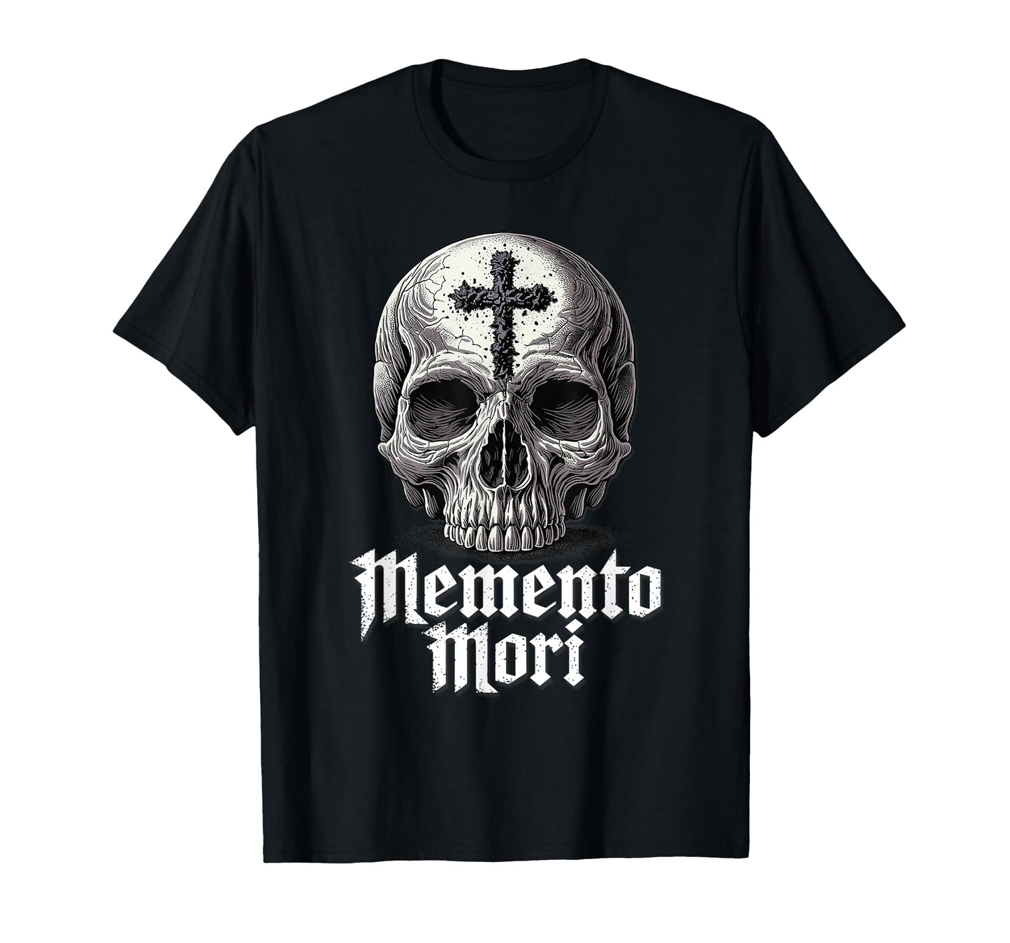 Memento Mori Catholic Crucifix Traditional Latin Mass Skull T-Shirt