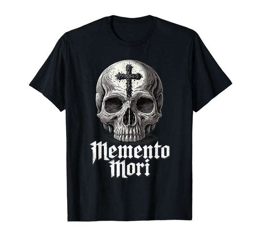Memento Mori Catholic Crucifix Traditional Latin Mass Skull T-Shirt