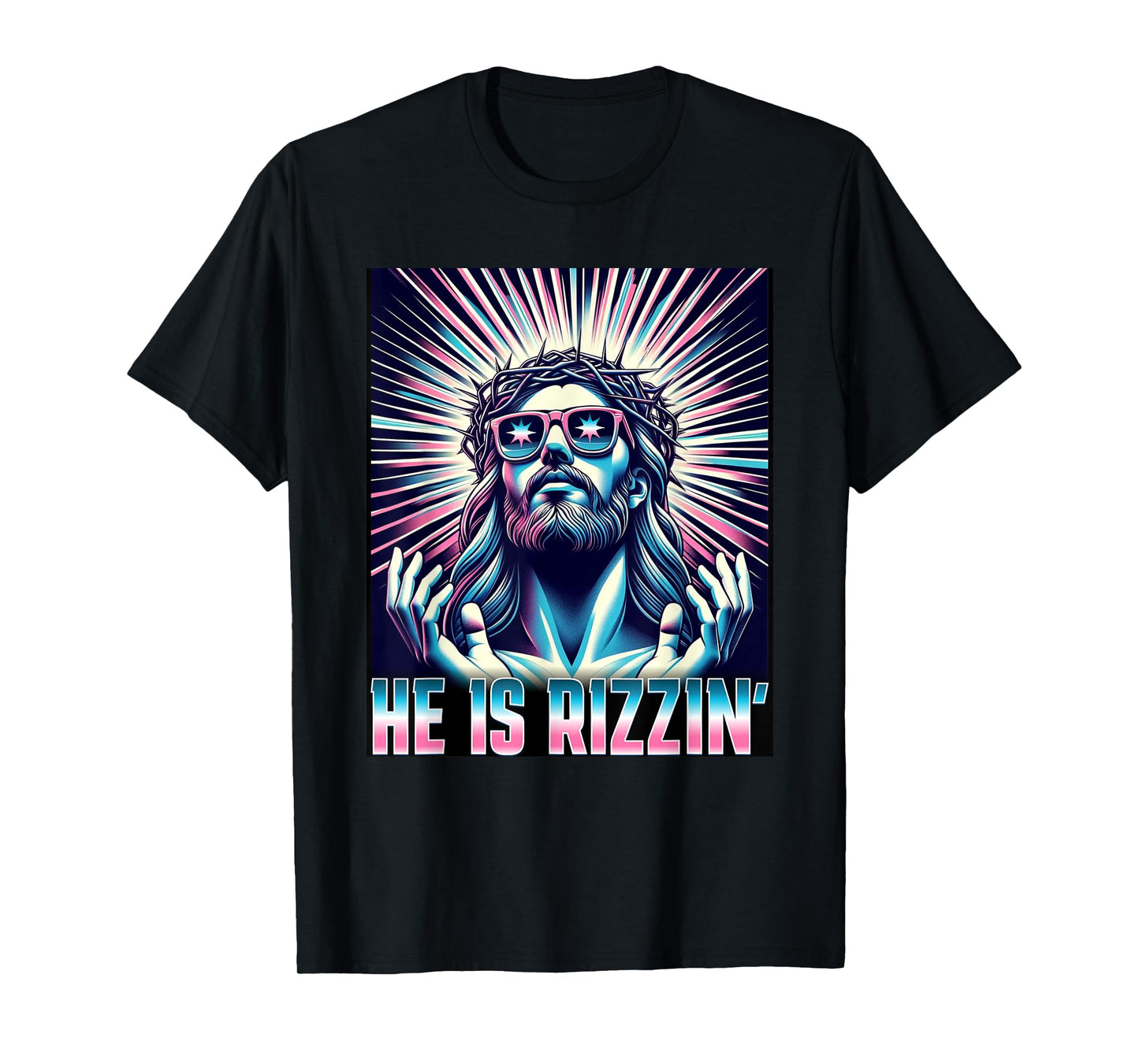 Funny Easter Resurrection Rizz Meme He is Rizzin Jesus T-Shirt