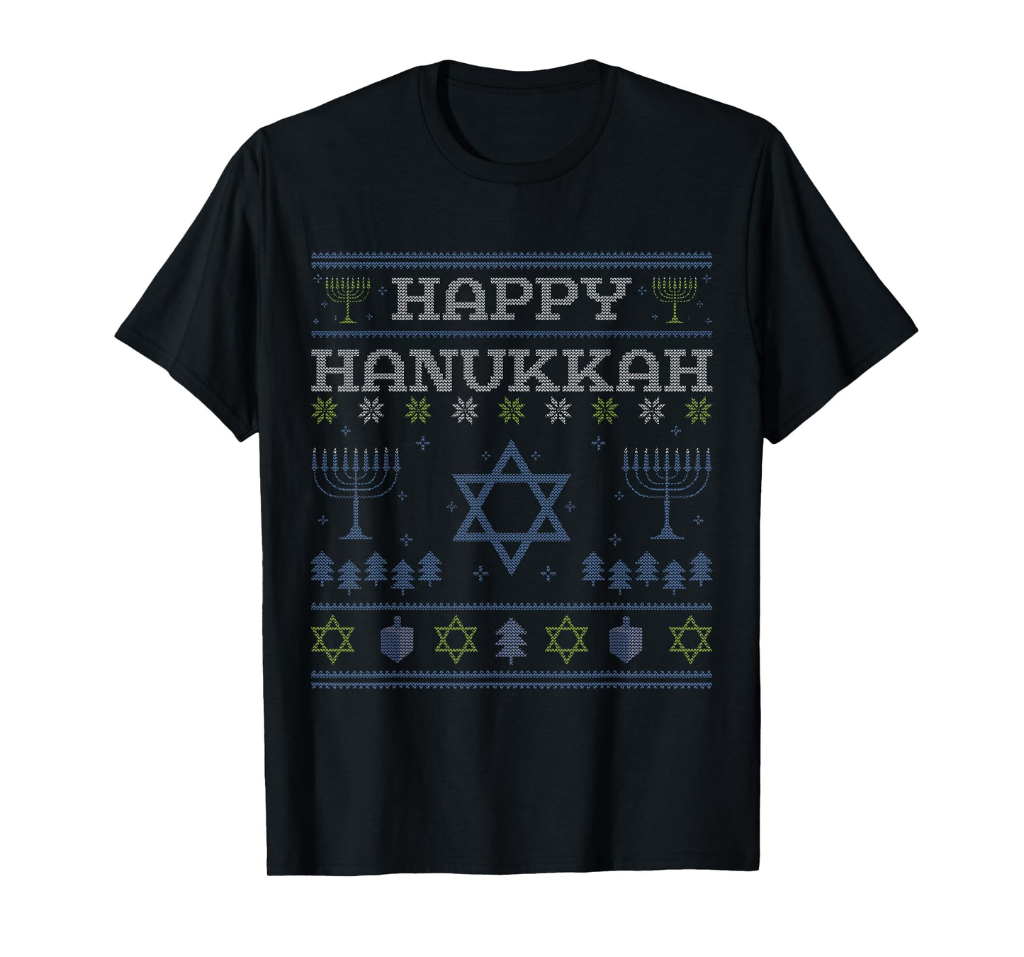 Happy Hanukkah Menorah Jewish Holiday Ugly Christmas T-Shirt