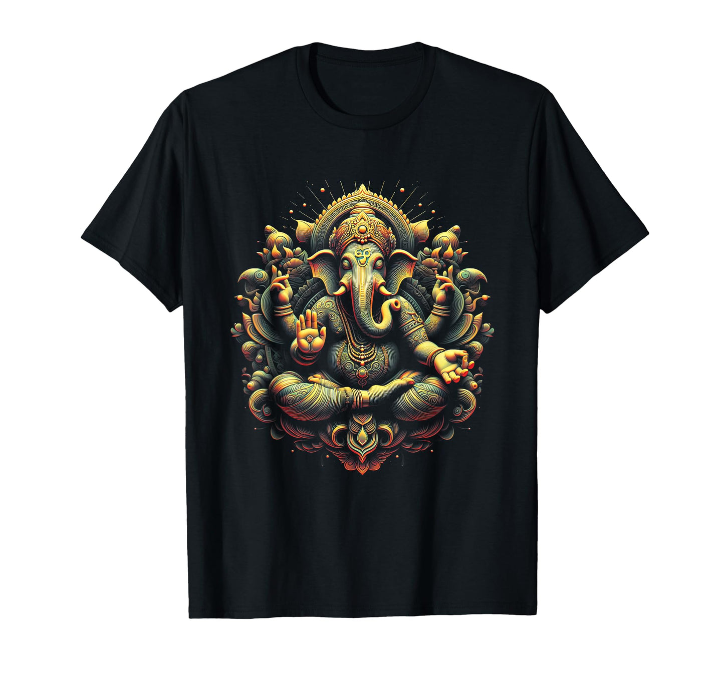 Ganesh Yoga Hindu Elephant God Ganesha Puja Black Unisex-Adults Yoga Themed T-Shirt