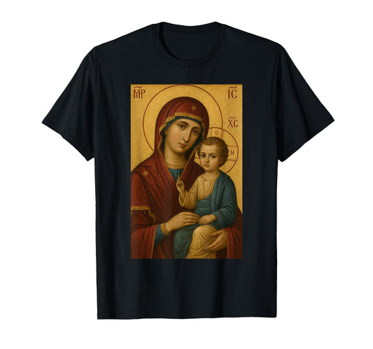 Orthodox Theotokos Icon - Mary with Jesus Christ Child T-Shirt