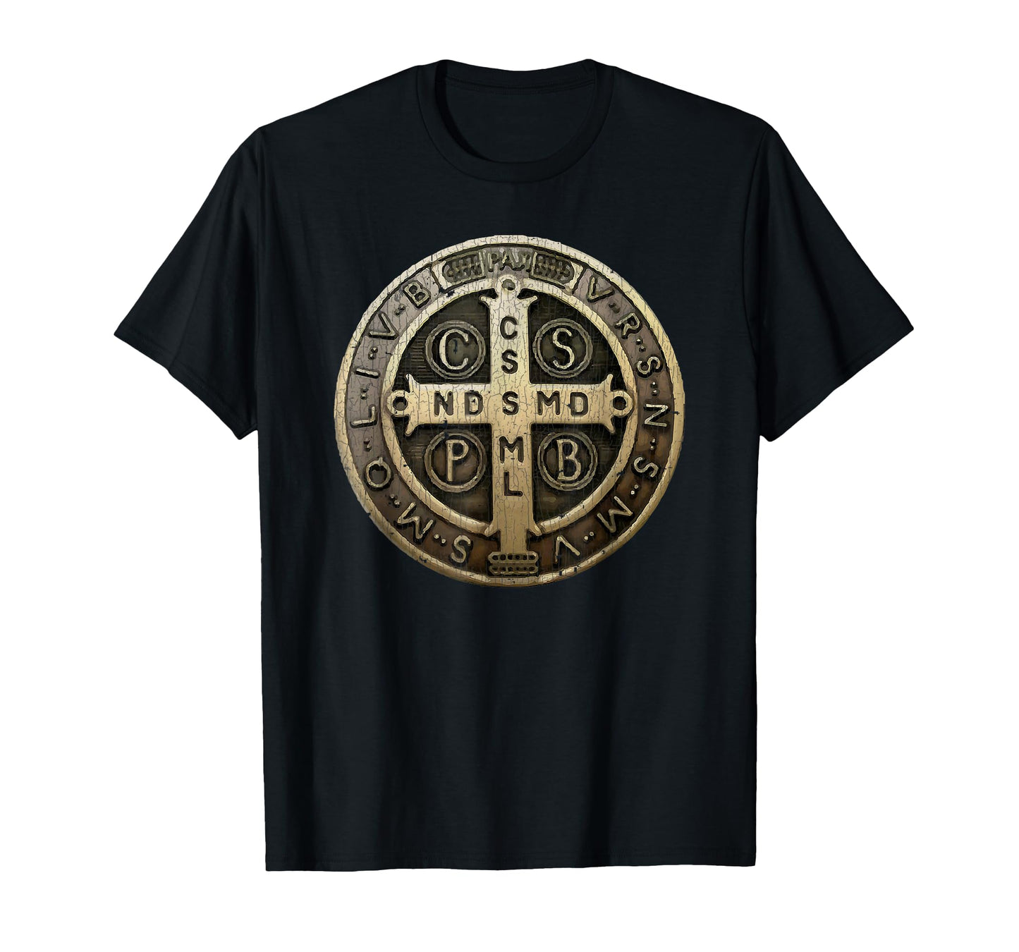 Vintage Retro St. Benedict Medal Saint Benedict Cross Cathol T-Shirt