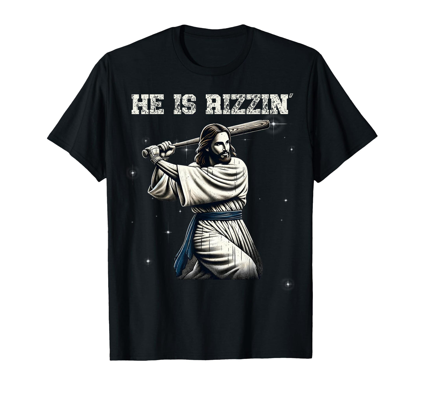 He is Rizzin Jesus Playing Baseball Funny Sports Rizz T-Shirt