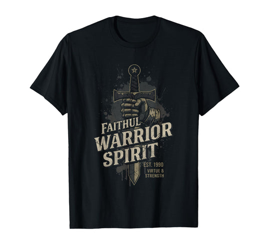 Faithful Warrior Spirit Medieval Knight Sword Patriotic T-Shirt