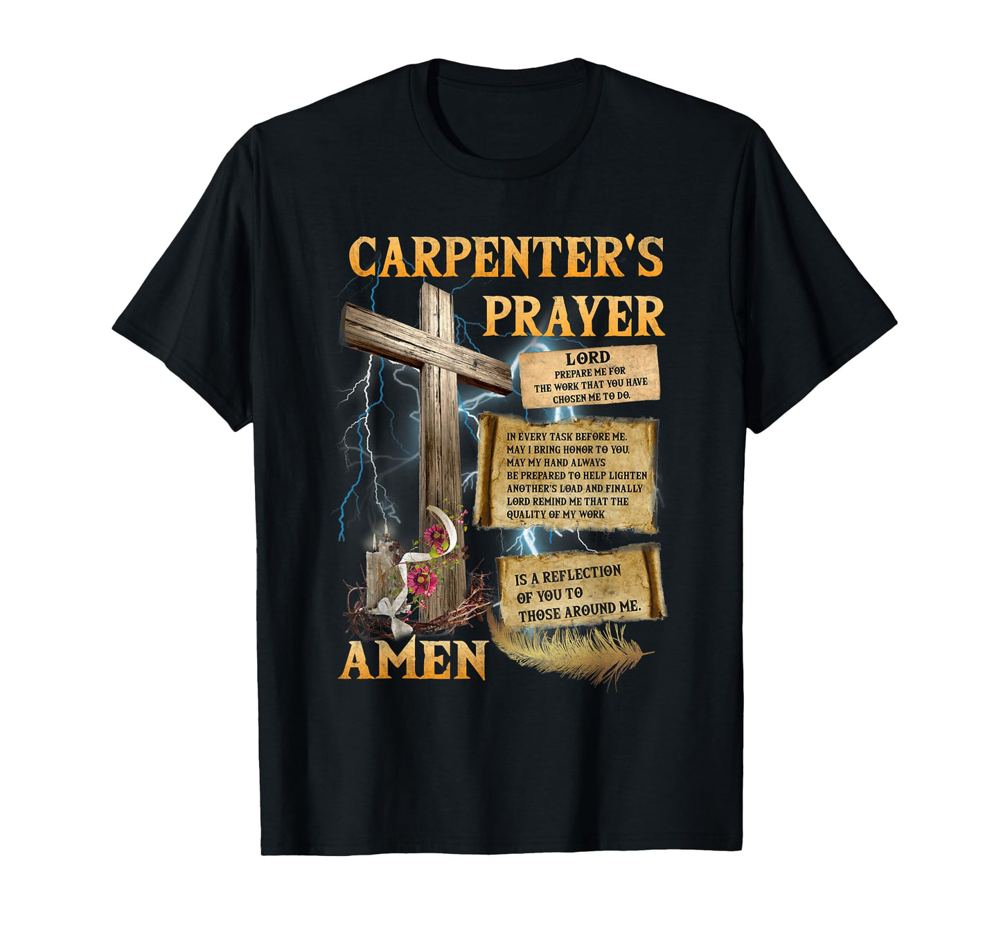 The Carpenter's Prayer Christian Present Jesus Carpeting T-Shirt