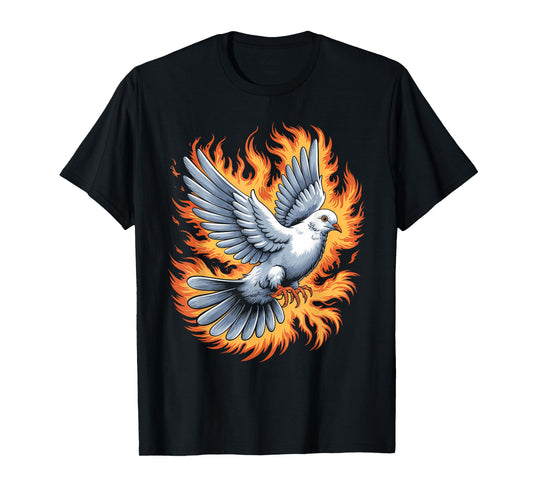 Fiery Dove Rising Spiritual Art T-Shirt