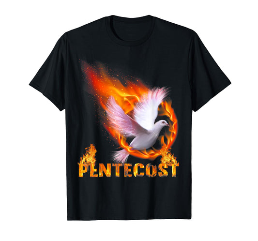 Pentecost Doves Fire Flame Holy Spirit Catholic T-Shirt