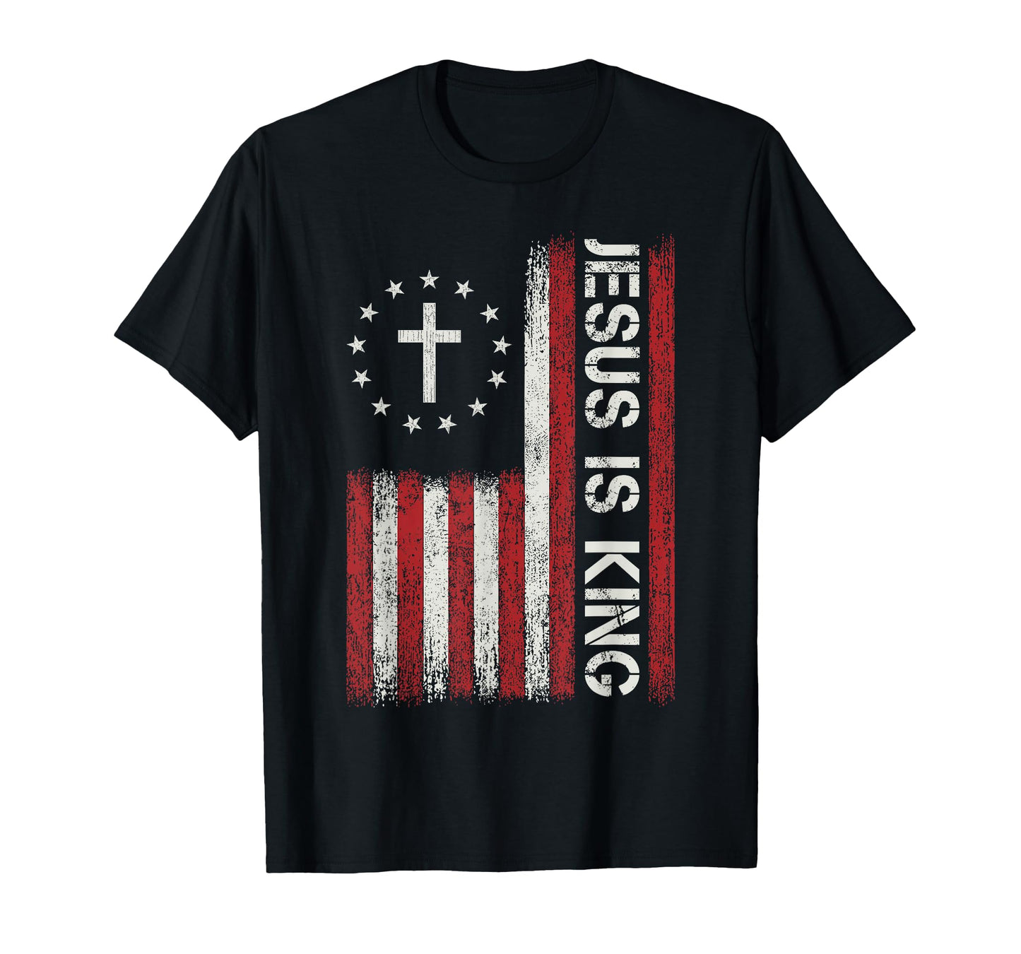 Jesus Is King God Christian Bible Faith Cross Flag Religious T-Shirt