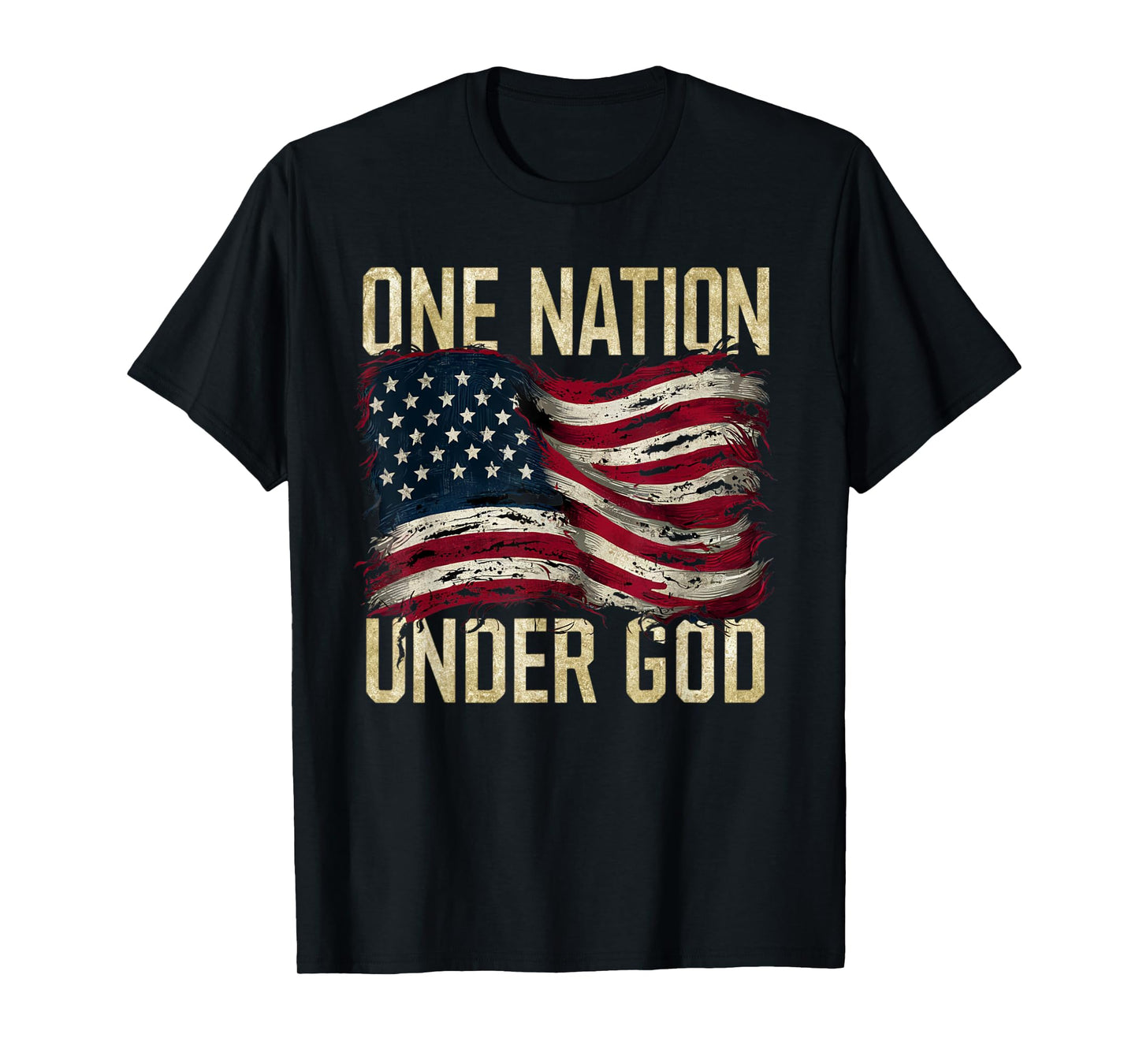 Patriotic One Nation Under God American Flag Design T-Shirt for Women Men