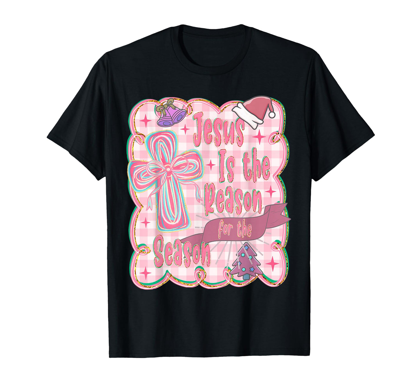 Christ Jesus is The Reason for The Season Xmas Coquette Bow T-Shirt