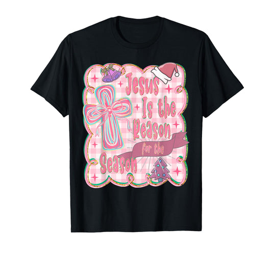 Christ Jesus is The Reason for The Season Xmas Coquette Bow T-Shirt