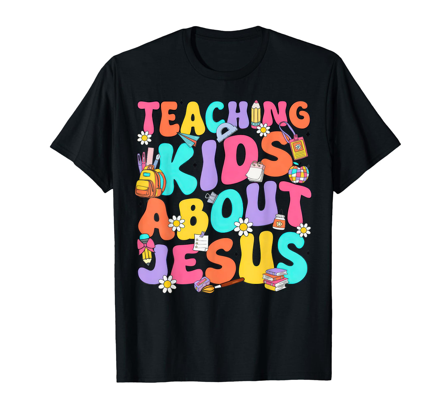 Retro Teaching Kids About Jesus Christian Teacher Bible T-Shirt