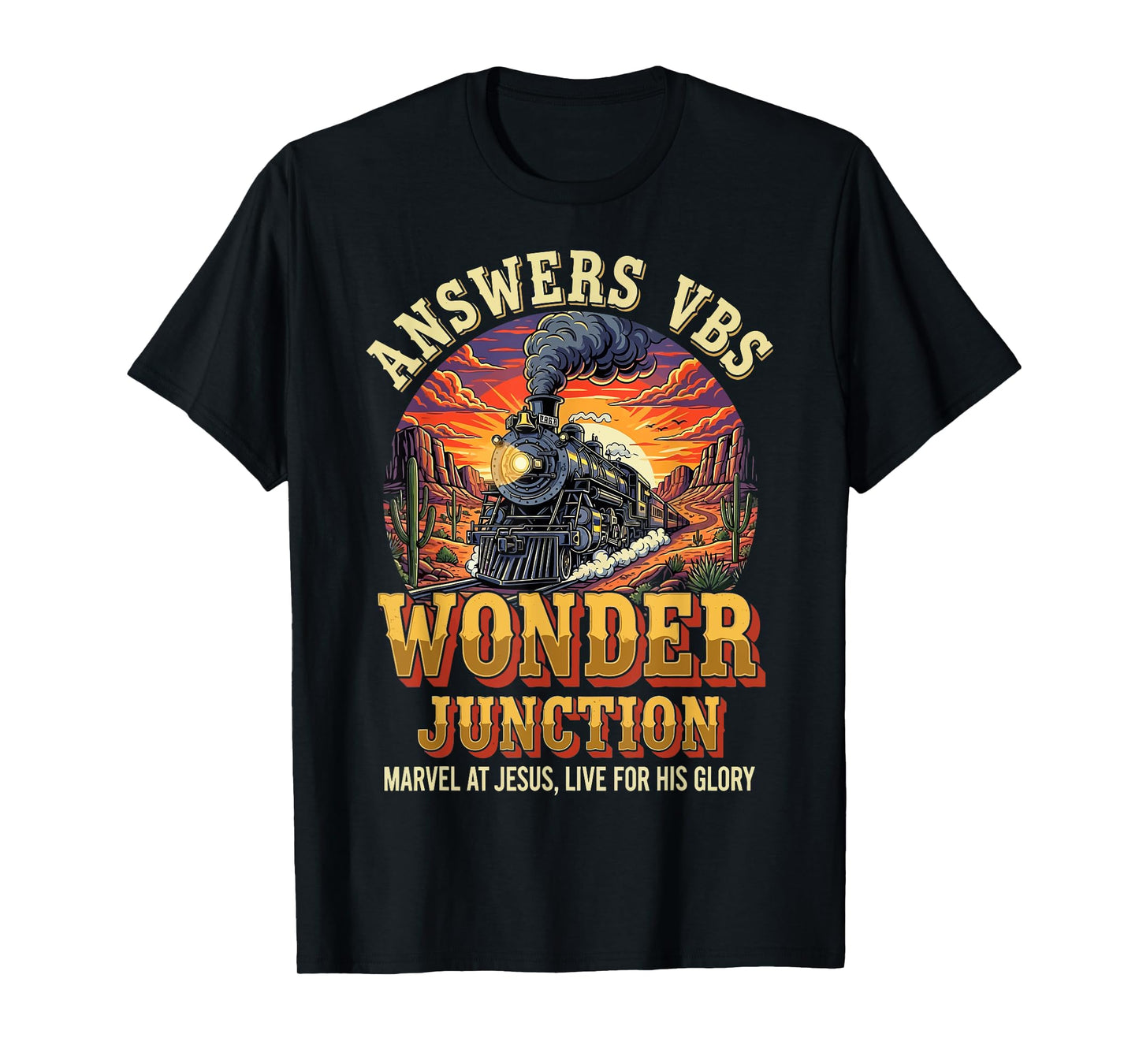 Christian Camp VBS 2025 Wonder His Glory Junction Train T-Shirt