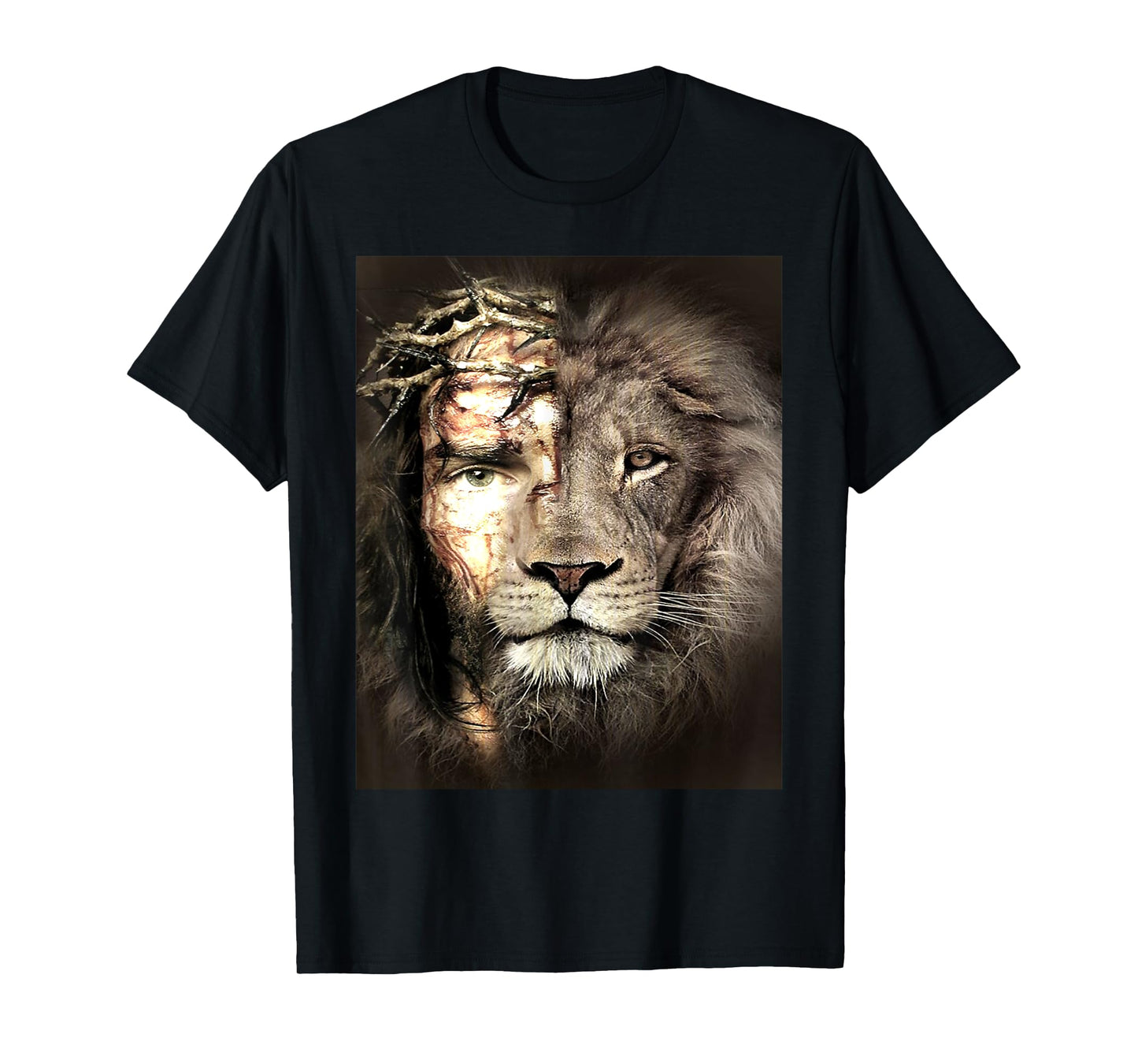 Judah - Jesus And Lion In A Face - A Half Face Jesus God T-Shirt