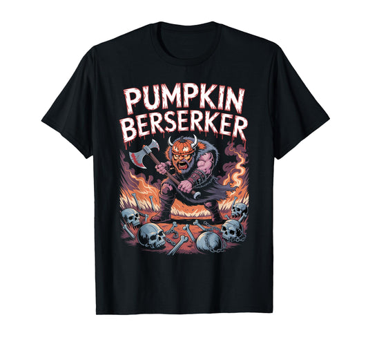 Pumpkin Head Norse Berserker - Viking Warrior Halloween T-Shirt