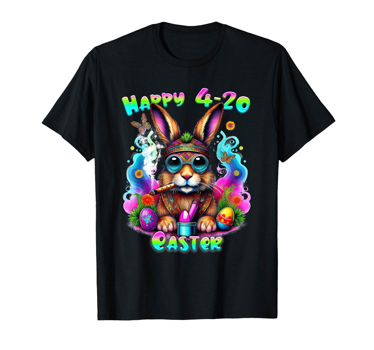 Happy 420 Easter Day Bunny Smoking Weed Marijuana Funny 420 T-Shirt