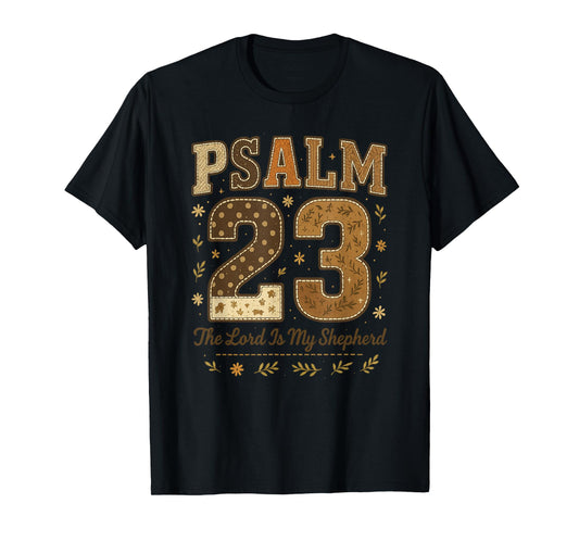 Psalm 23 The Lord is My Shepherd Stitched Patchwork Christia T-Shirt