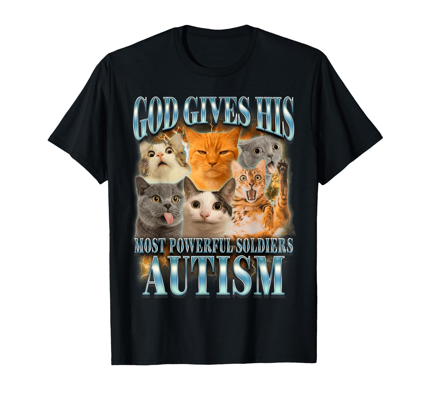 Autism Cat Lover God Gives His Most Powerful Soldiers Autism T-Shirt