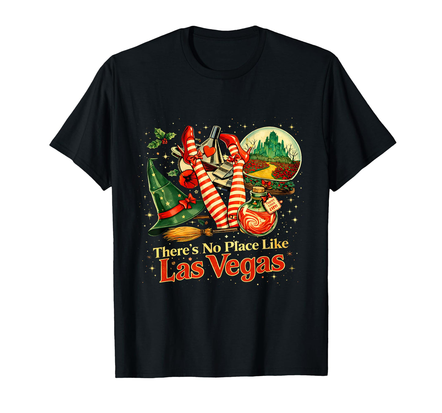 There’s No Place Like Las Vegas Funny Wizard Trip Design T-Shirt - T-Shirt | Black