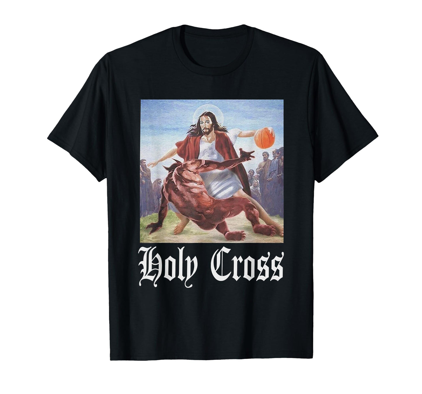 Not Today Satan Jesus Crossover Basketball Holy Cross T-Shirt