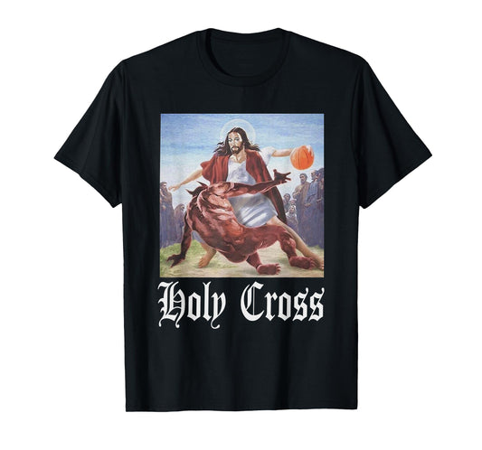 Not Today Satan Jesus Crossover Basketball Holy Cross T-Shirt