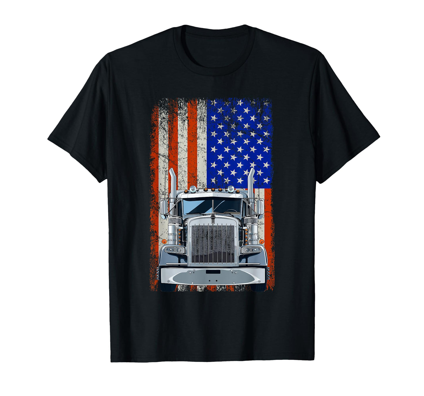 US American Flag Semi Truck Driver T-Shirt