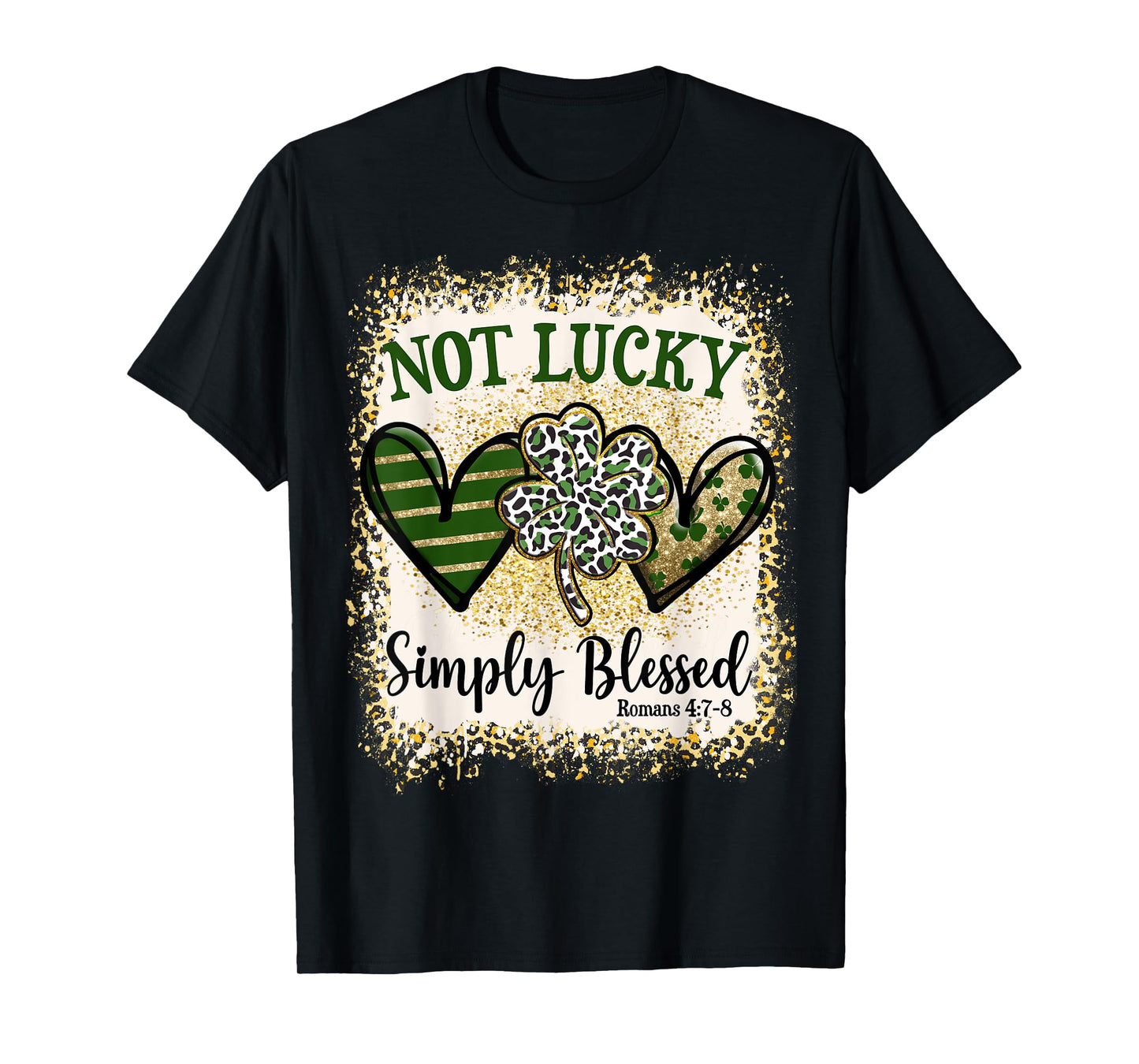 Not Lucky Simply Blessed St Patricks Day Leopard Shamrock T-Shirt