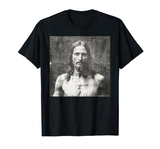 Vintage Jesus Christ Face Jesus Shroud Of Turin Distressed T-Shirt