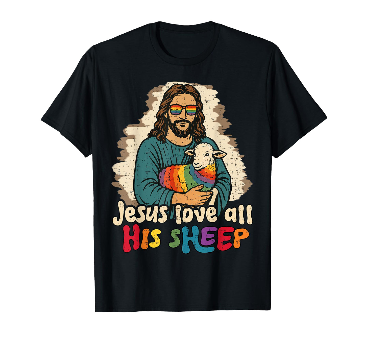 Jesus Loves All His Sheep Gay LGBTQ Proud Ally Christians T-Shirt