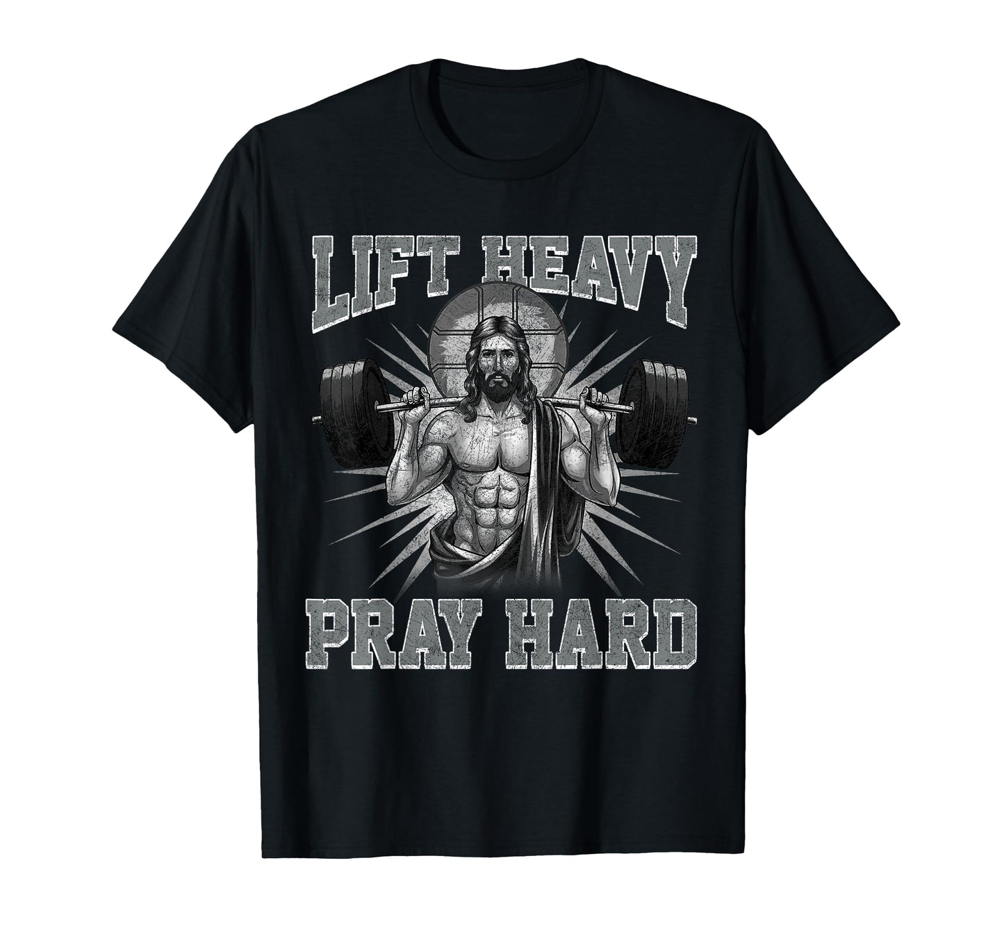 Lift Heavy Pray Hard Jesus Tees. Unisex-Adults Black Small Lift Heavy Pray Hard Gym Jesus Christian For Christ T-Shirt