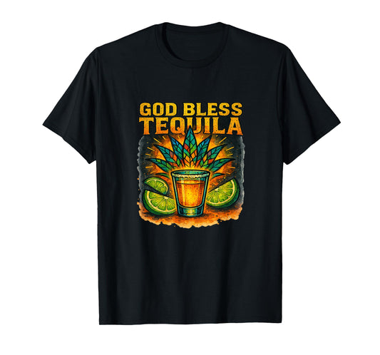 God Bless Tequila Drinking Fun For Bar Staff Bachelors Party T-Shirt