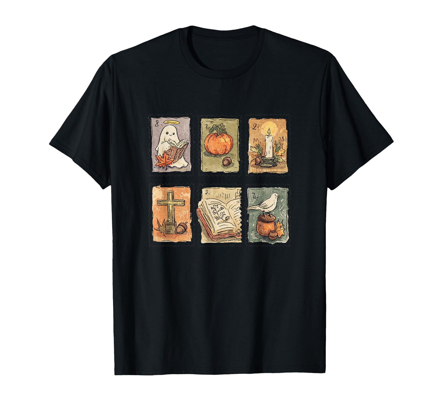 Christian Halloween Retro Stamps Faith Themed Vintage Fall T-Shirt