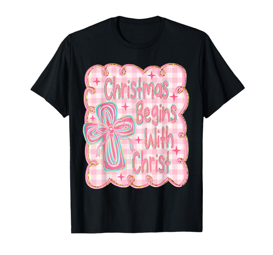 Christmas Begins with Christ Snowman Christian Religious T-Shirt