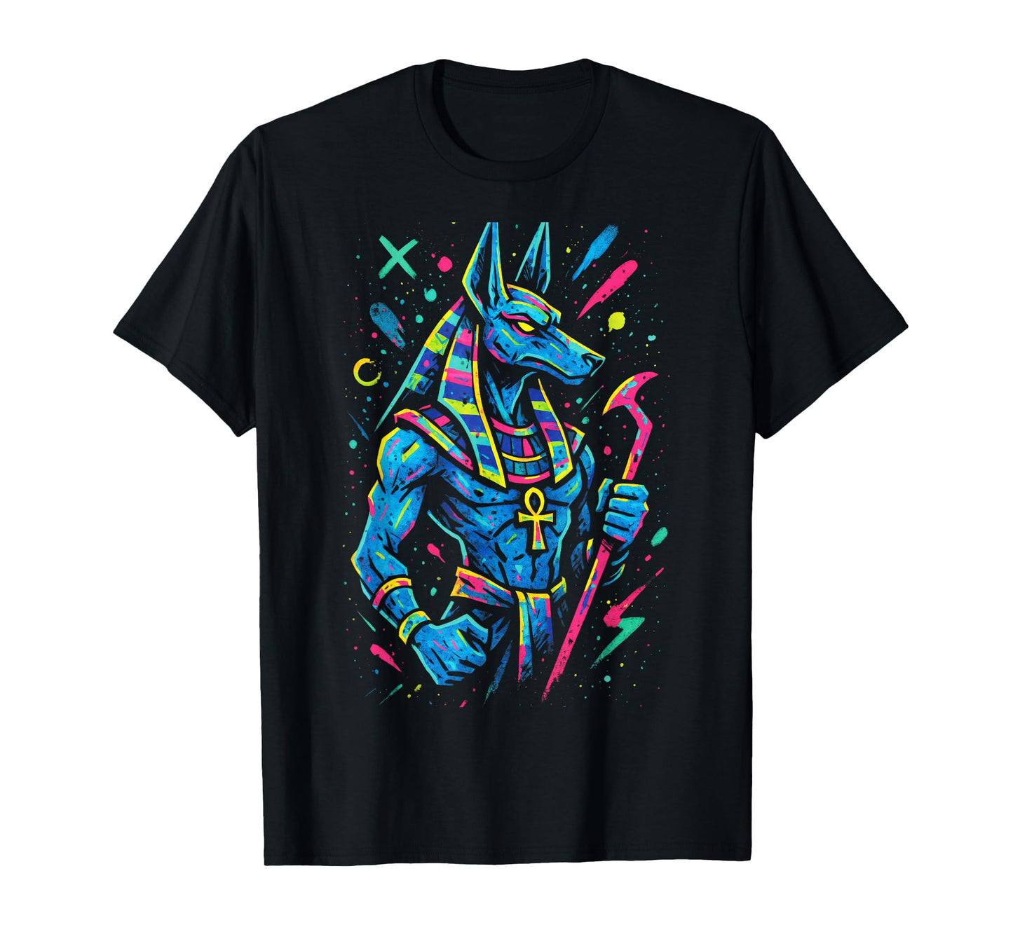 Anubis - Egyptian Death God with Hieroglyphs T-Shirt