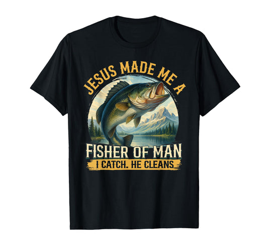 Jesus Made Me A Fisher of Men Vintage Christian Fisherman T-Shirt
