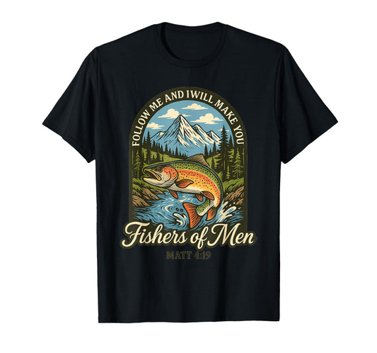 Christian Fishing Hunting Outdoor Tee Matt 4:19 Church T-Shirt